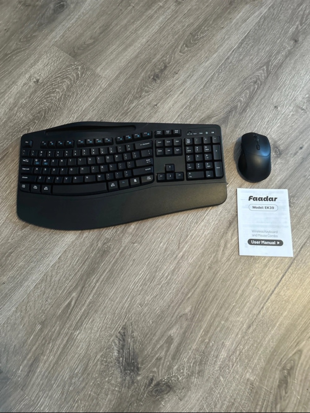 Black Wireless Ergonomic Keyboard and Mouse Combo